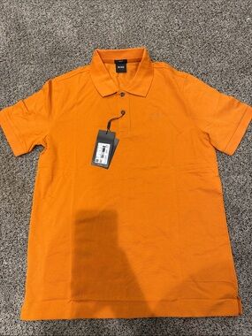 Boss Men's Orange Short-Sleeve Polo with Subtle Logo